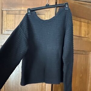 OAK + FORT Black Ribbed Knit Top